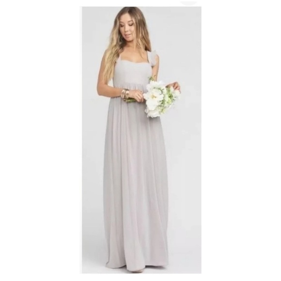 - Show Me Your Mumu June Chiffon Maxi Bridesmaid Dress Gray Sz XSmall A … - Picture 1 of 16